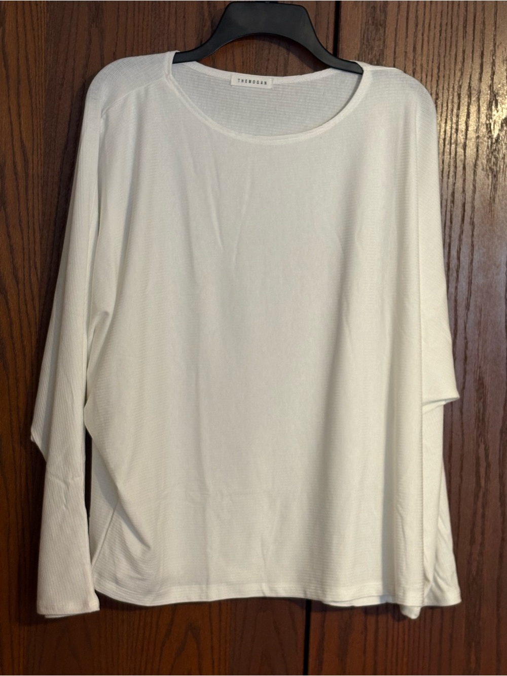 The Mogan Women's dolman sleeve White Long Sleeve Crew Neck Top 2XL
